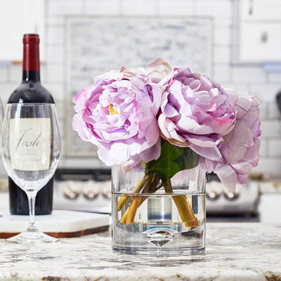 Arrangement floral pivoine dans un vase Blush Real Touch