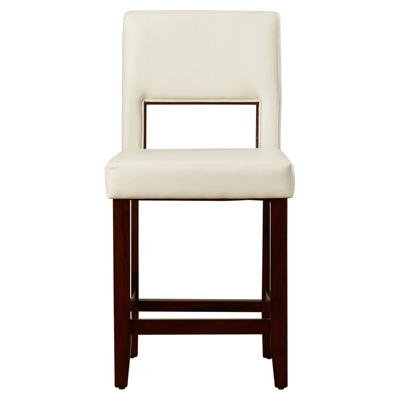 Veda Upholstered Counter and Bar Stool, Counter Stool (24" Seat Height), White