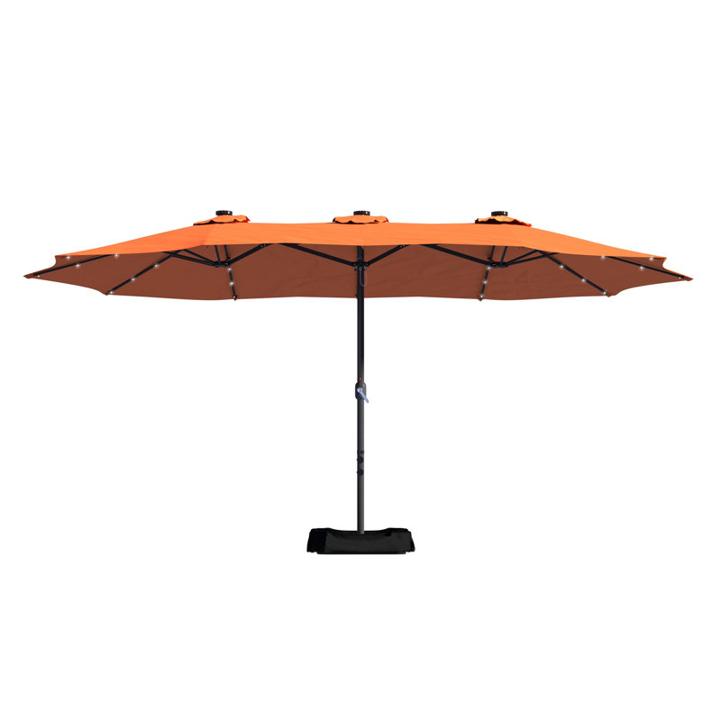 Parasol de marché rectangulaire avec base et couvercle l 15 pi x P 9 pi, Orange