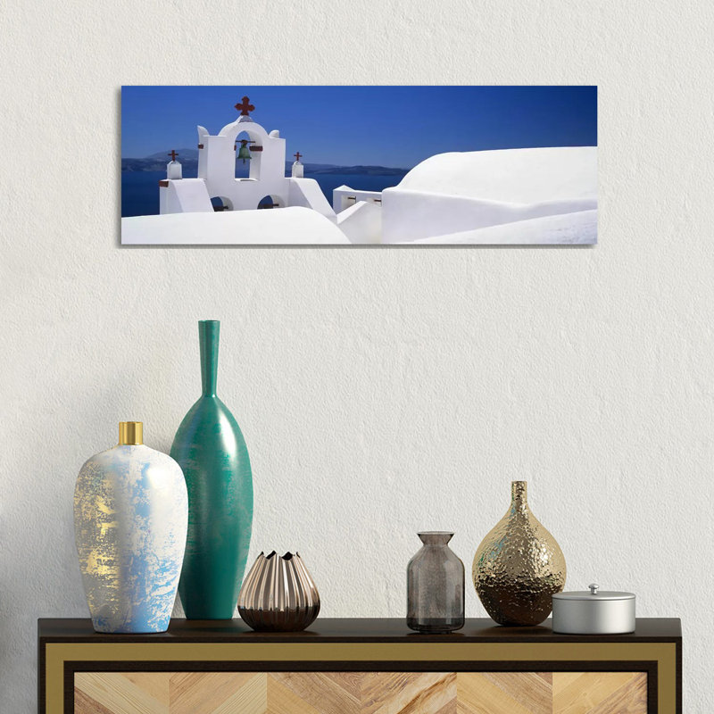 Church, Oia, Santorini, Cyclades Islands, Greece - Wrapped Canvas Panoramic Print, 30.48 cm H x 91.44 cm W x 1.91 cm D