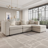 Sadettin L-Shaped Modern Oversized 4-Seater Sofa With Storage Footstool