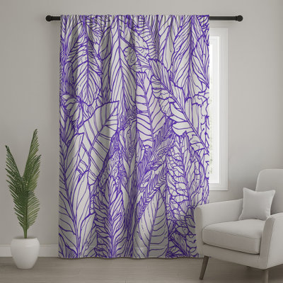 Rideaux de fenêtre mauve à motif de feuille mauve