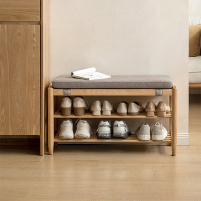 100% Polyester Upholstered Burlywood Solid Wood Bench