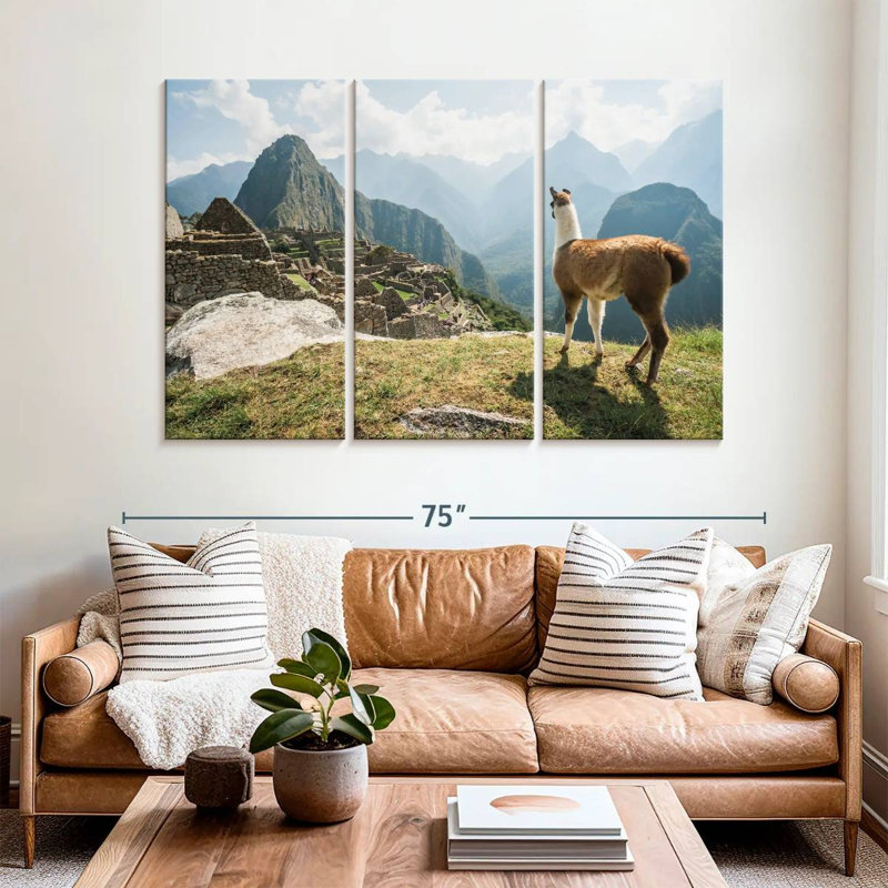 Brampt Llama And Machu Picchu, 42" H x 65" W