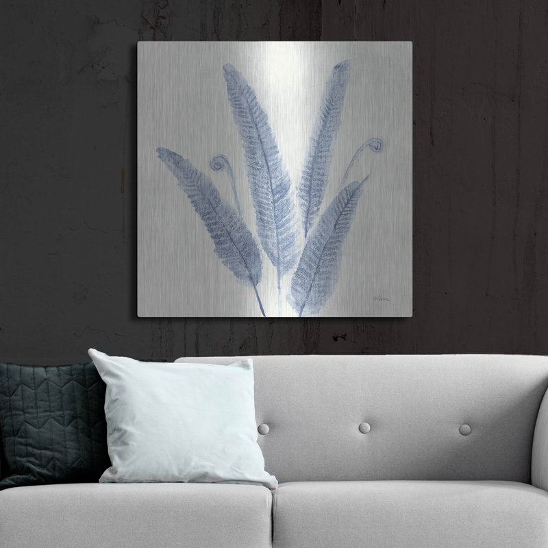 «Forest Ferns 2 V2 Blue» par Albena Hristova, art mural en métal, 36 po x 36 po