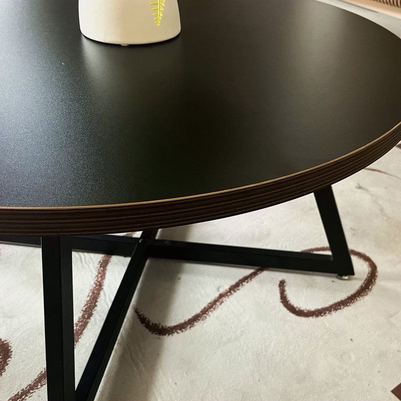 Table basse ronde en bois et métal