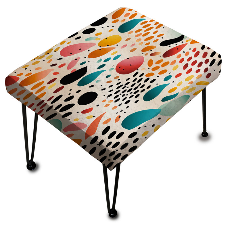 Rainbow Cheetah Rain - Polka Dots Rectangle Ottoman