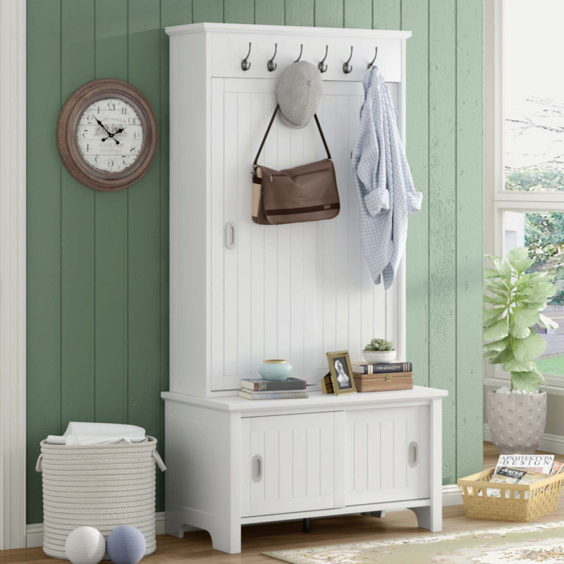 Banc de rangement pour chaussures autoportant, Blanc