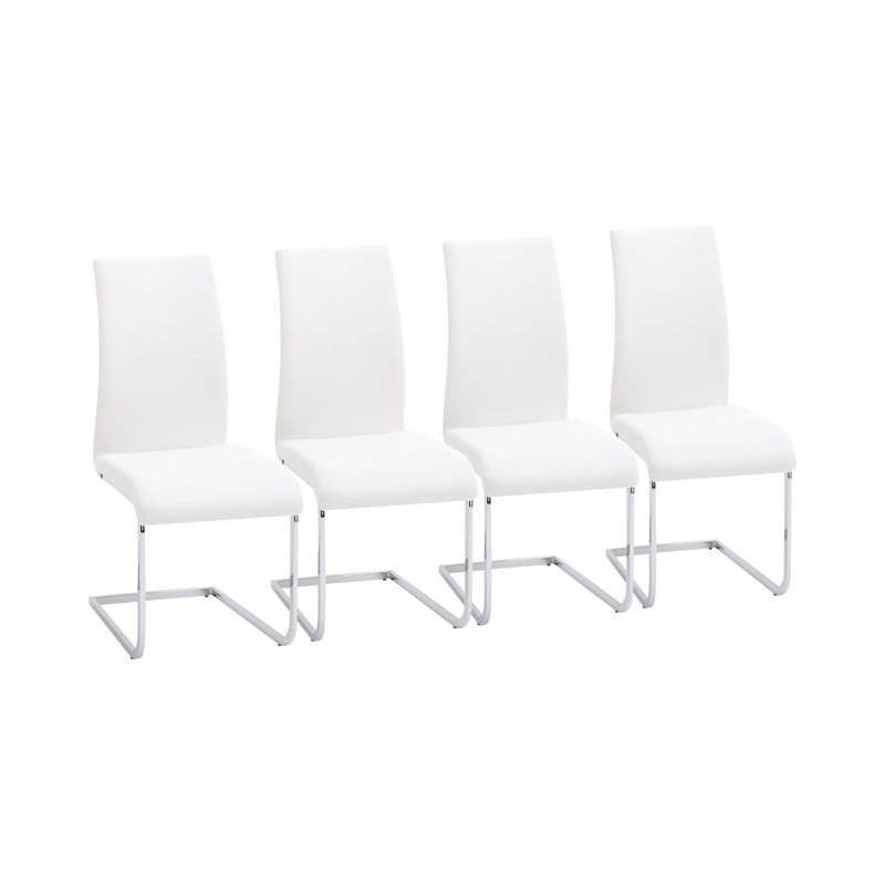 Cathey Upholstered Cantilever  Dining Chair, White