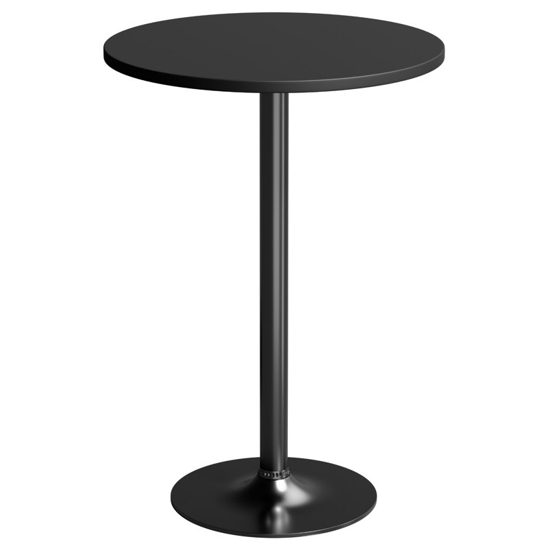 39.5" Pedestal Height Dining Tables, Round Bistro Bar Tables, Black, Black