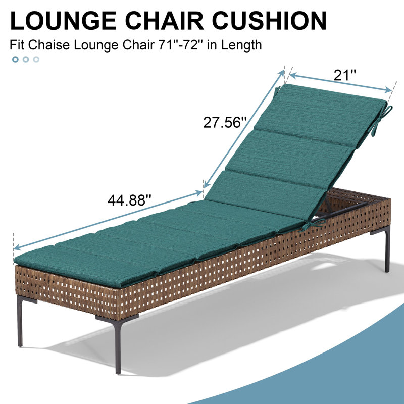 Latitude Run® Outdoor Seat/Back Cushion, Malachite Green, 21" W x 72" D