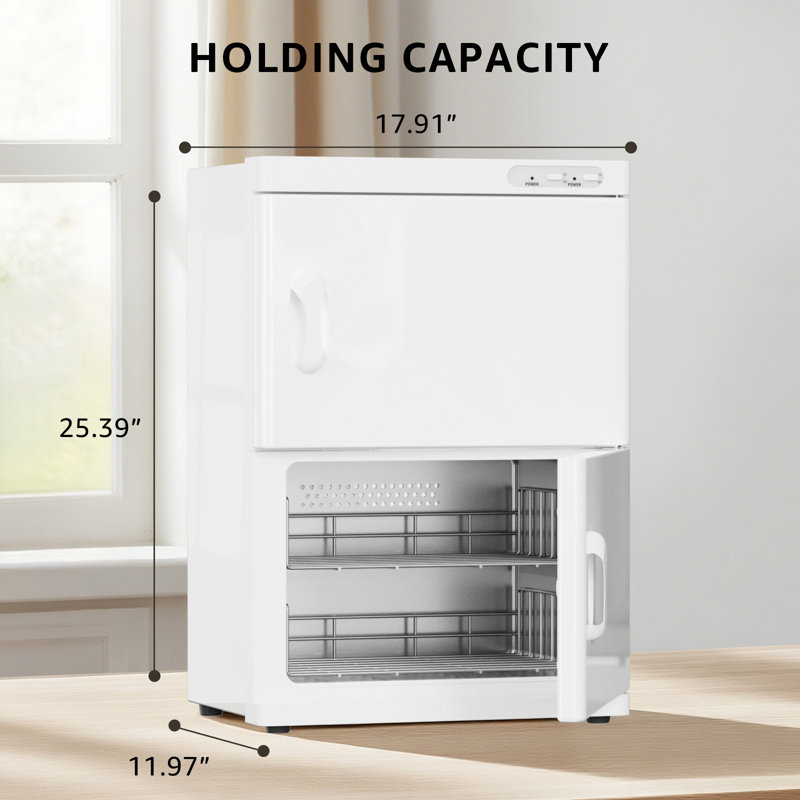 46L Heated Towel Warmer Cabinet for Spa Salon White/Black, White