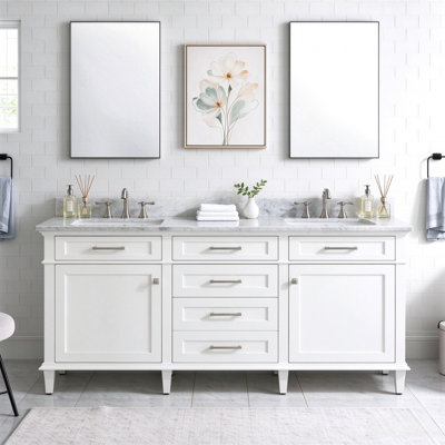 Danbury 72 " W Freestanding Standard Free Standing 2 Double Vanity Bathroom Vanity With Top