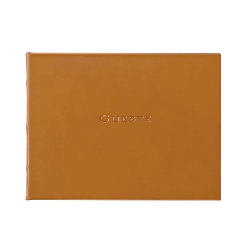 Graphic Image Guest Book, Leather, British Tan