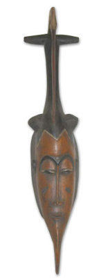 Guro flamant rose ivoirian wood masque décoration murale