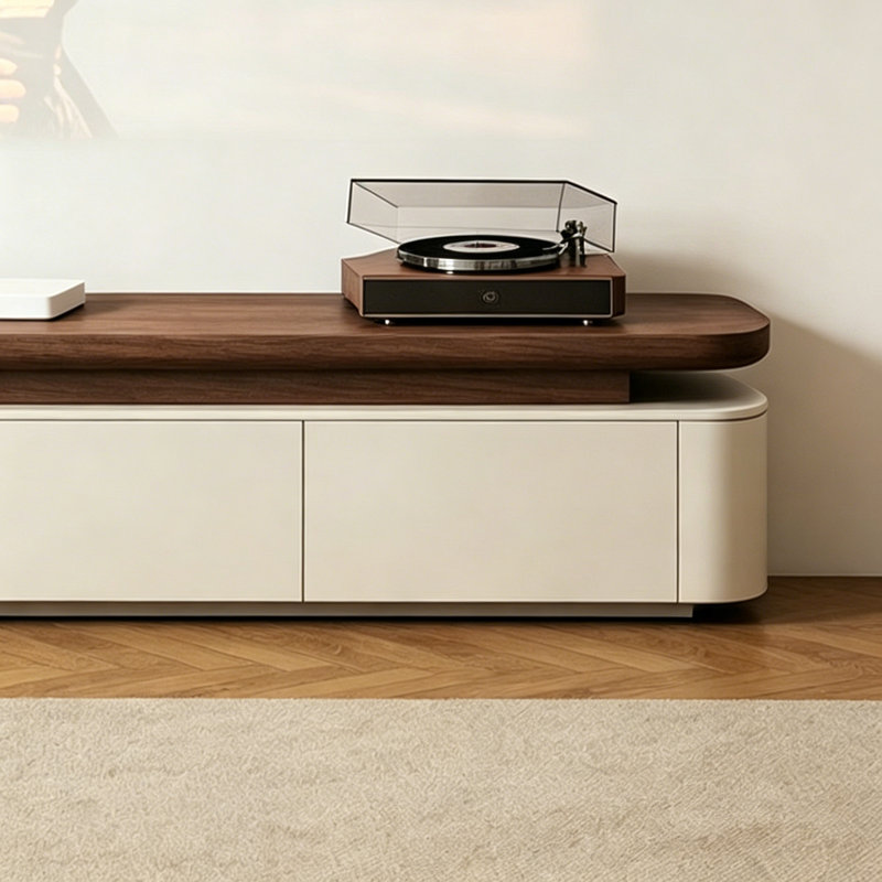 Meuble télé élégant de style crème, Nut-Brown