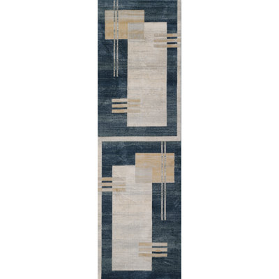 Tapis bleu en polyester 7 "9" x 9 "10" Orren Ellis Edition