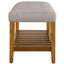 Banc de chambre gris avec structure en chêne et tablette de rangement moderne avec configuration robuste