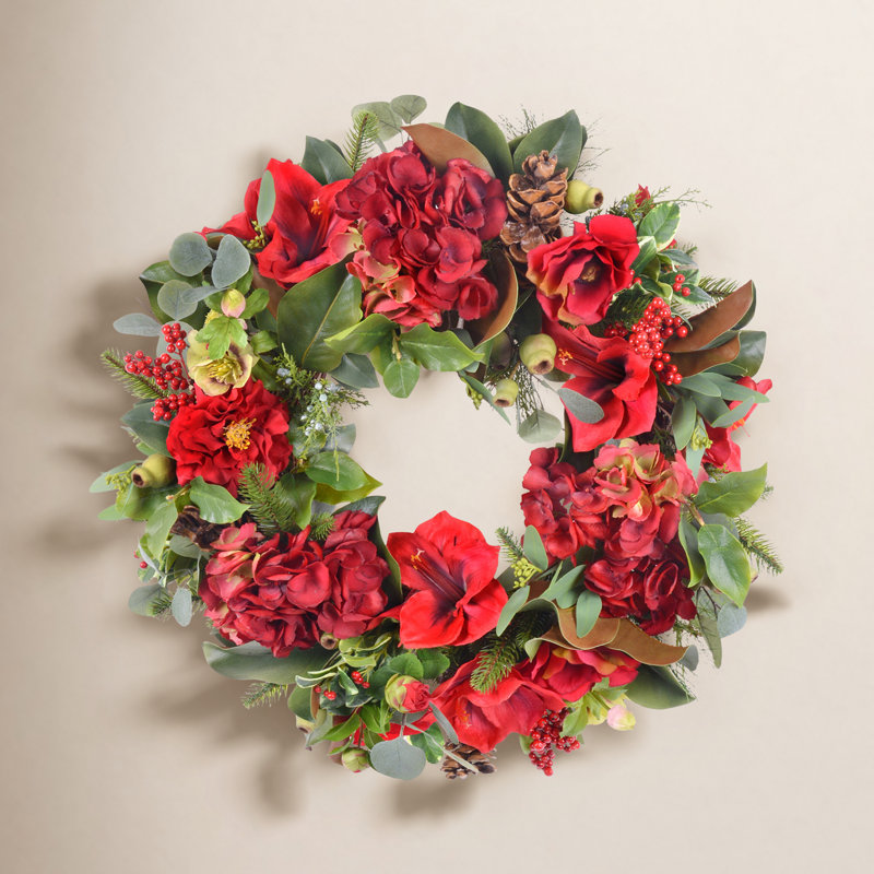 Amaryllis And Hydrangea Wreath