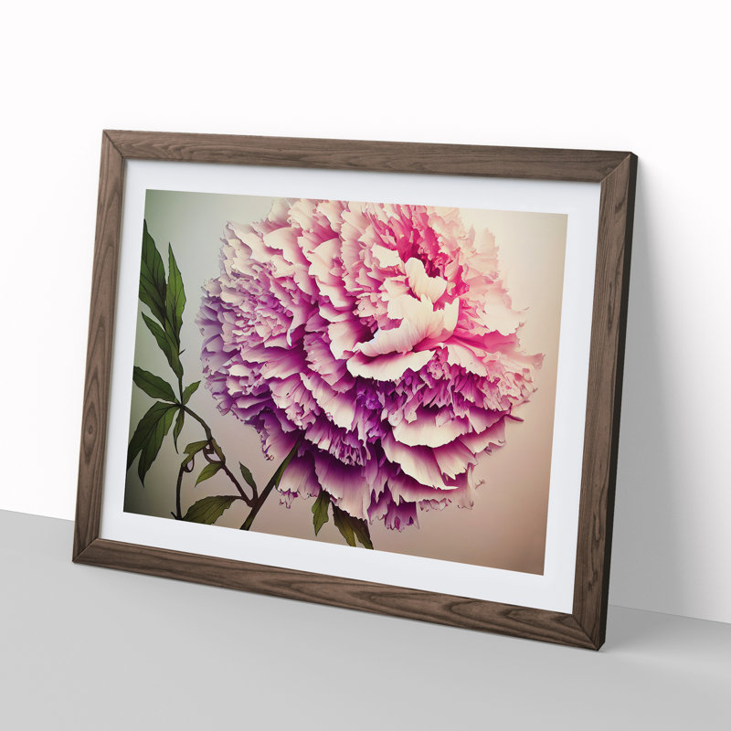 Joyous Peony Flower - Framed Print, 46cm H x 64cm W x 2cm D, Walnut