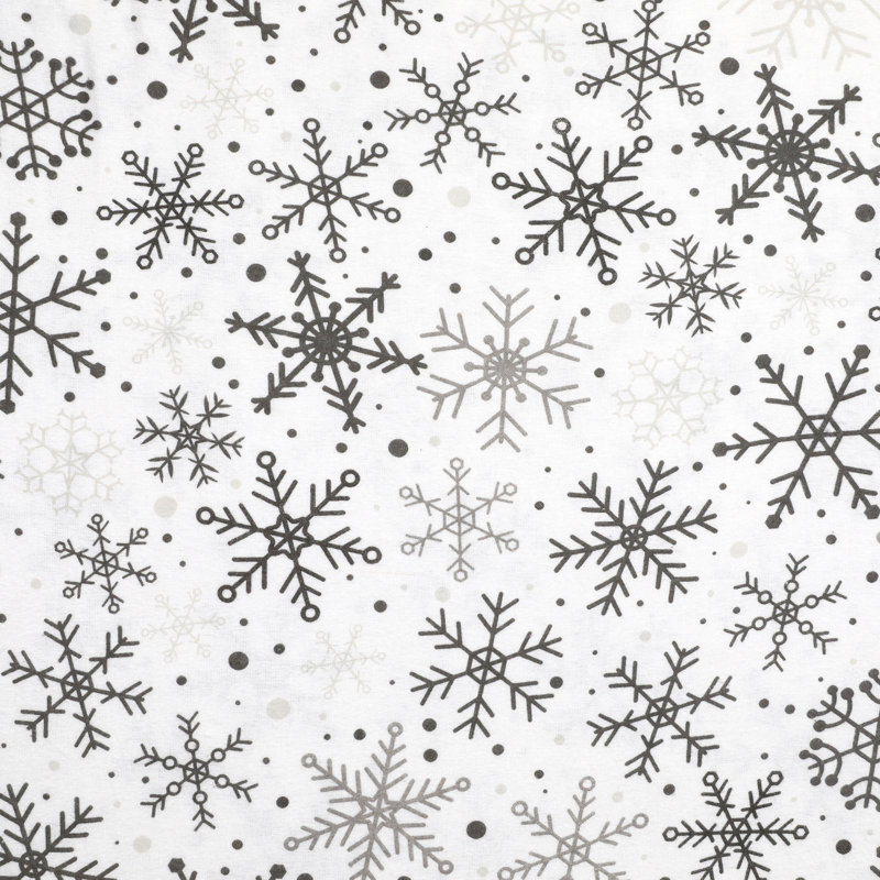 100% Cotton Flannel Sheet Set, Gray Snowflakes, Full/Double Sheet Set+Fitted Sheet+2 Pillowcases