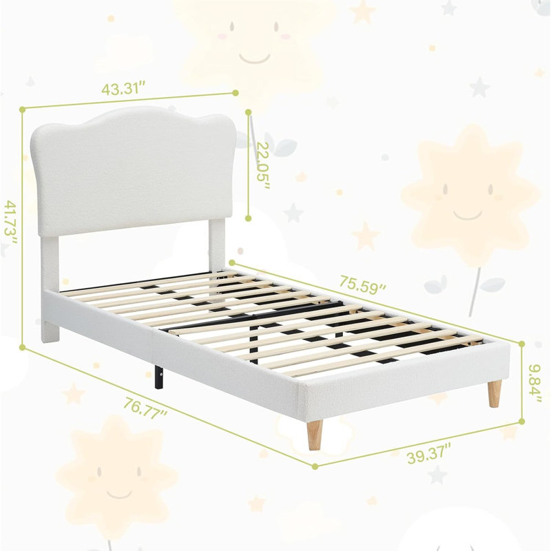 Leno Metal Slat Bed, Blue, Twin