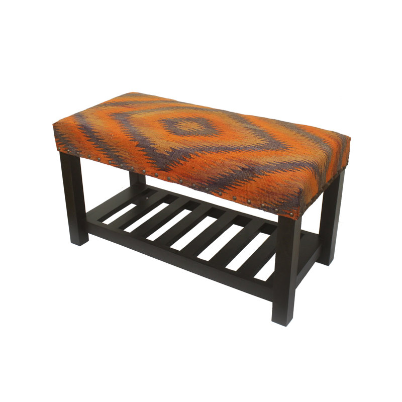 Banc de rangement rembourré avec tablettes