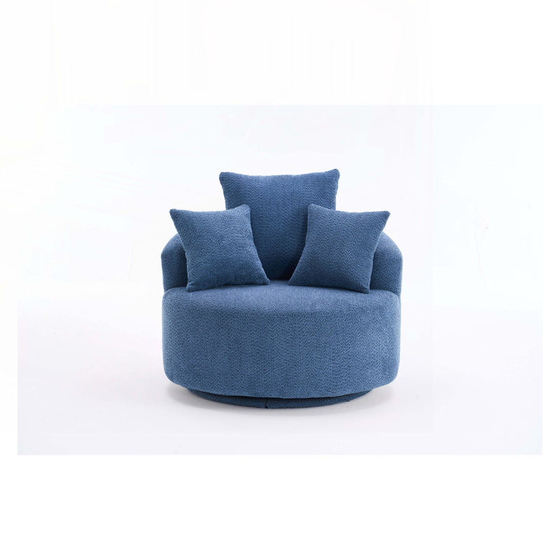 Fauteuil demi-tonneau pivotant, Chenille bleu