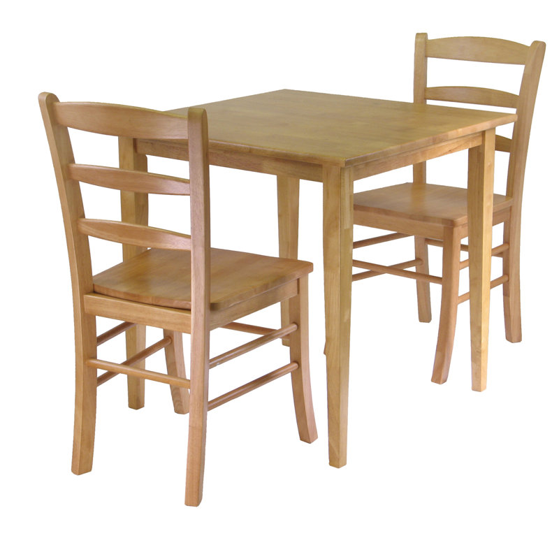 2 - Person Solid Wood Top Four Leg Dining Set, Light Oak