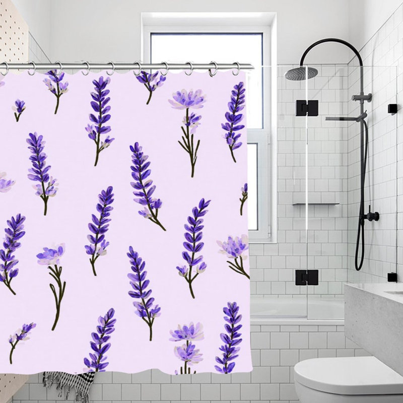 Rideaux de douche à motif floral lavande 71 × 71, Floral mauve
