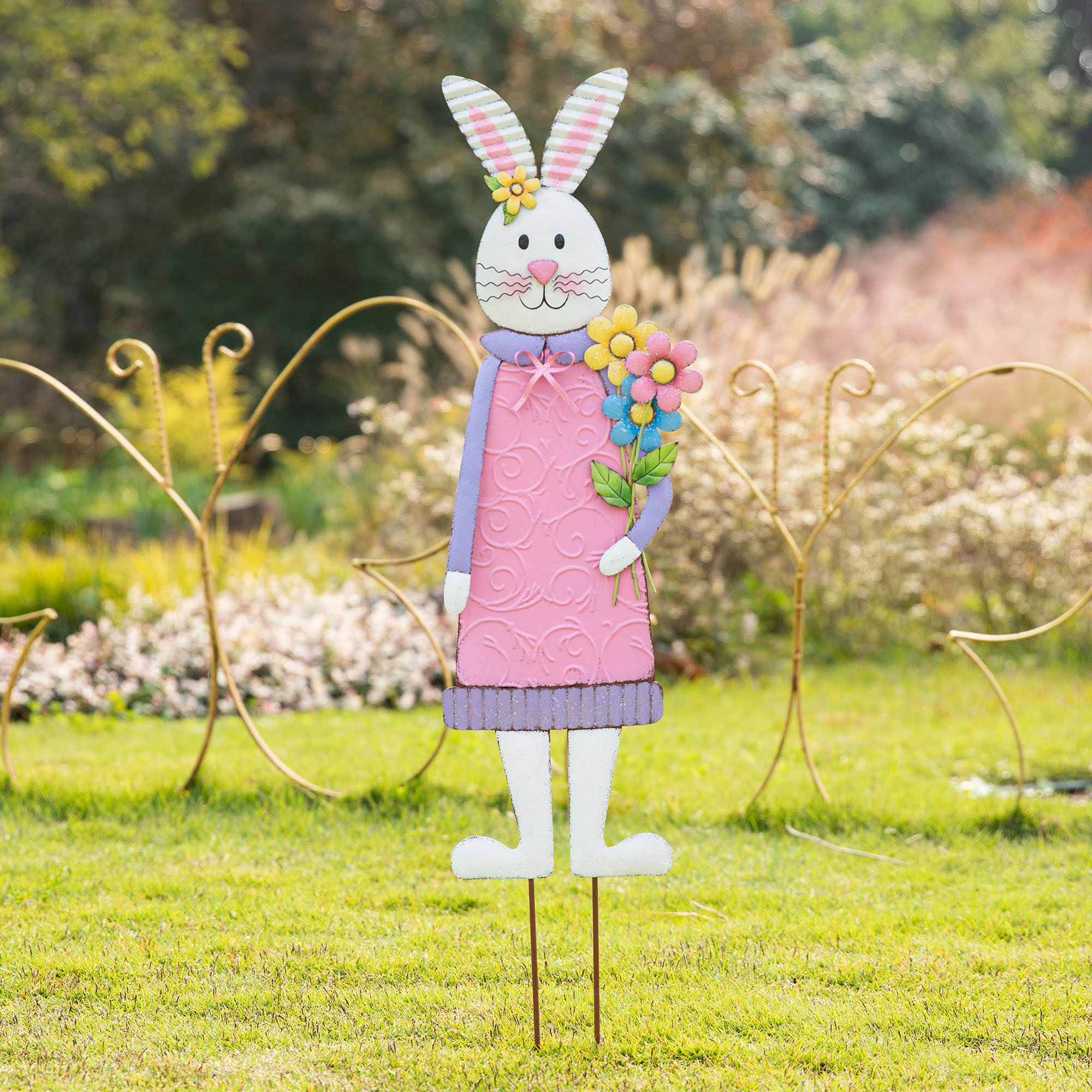 Osbourne Metal Bunny Girl Garden Stake