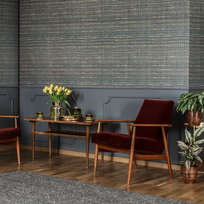 Pepper Fondo Wild Grass Effect Wallpaper Roll, Navy