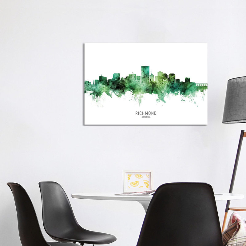 Richmond Virginia Skyline Green by Michael Tompsett - Wrapped Canvas Painting, 66.04cm H x 101.6cm W x 1.90cm D