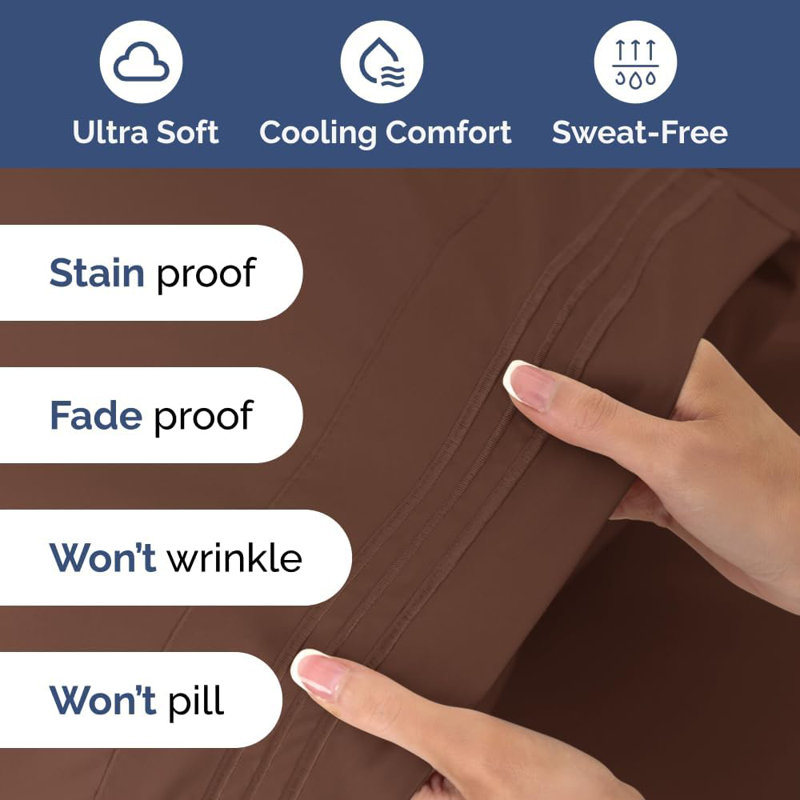Full Deep Pocket Brown Microfiber Sheet Set