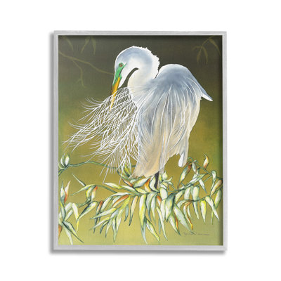 Elegant Egret Bird Framed Giclee Art by Christine Reichow
