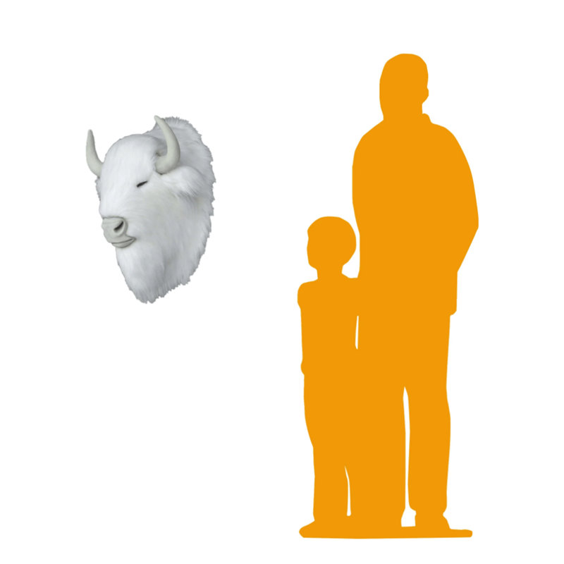 White Buffalo Head Life Size Statue