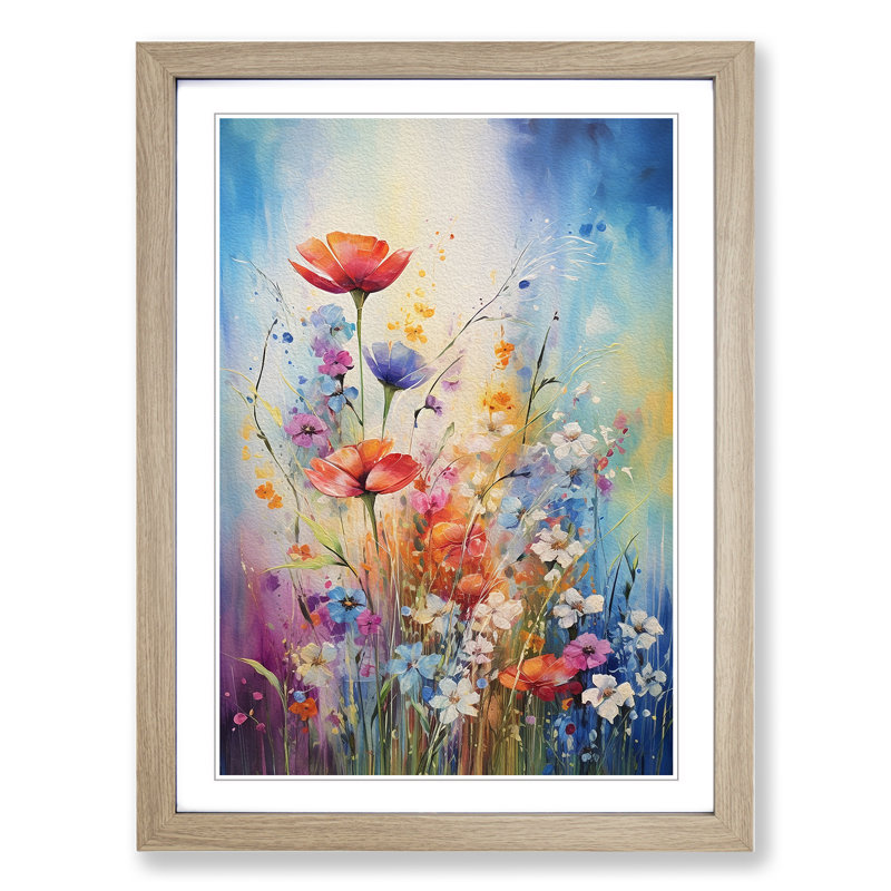 Wildflowers Abstract - Framed Print, Oak, 34cm H x 25cm W x 2cm D