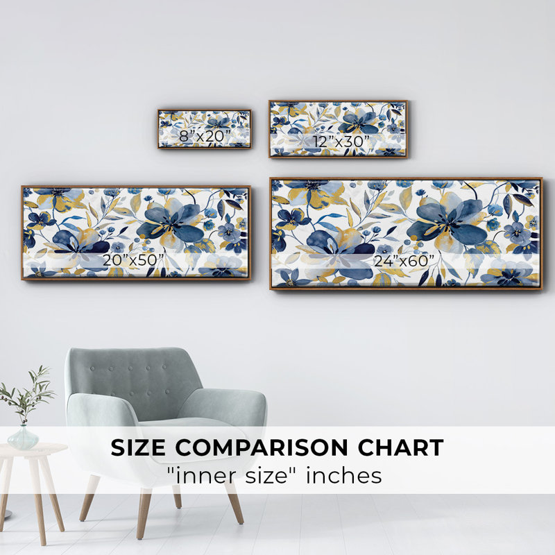 Golden Indigo- Framed Canvas, 24" H x 60" W