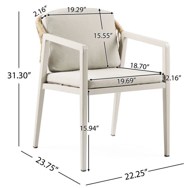 2Pcs Chaises d'extérieur - Chaise légère et portable 2 Patio à l'eau - Coussins à structure stable en fer avec siège ergonomique et abat-jour gris