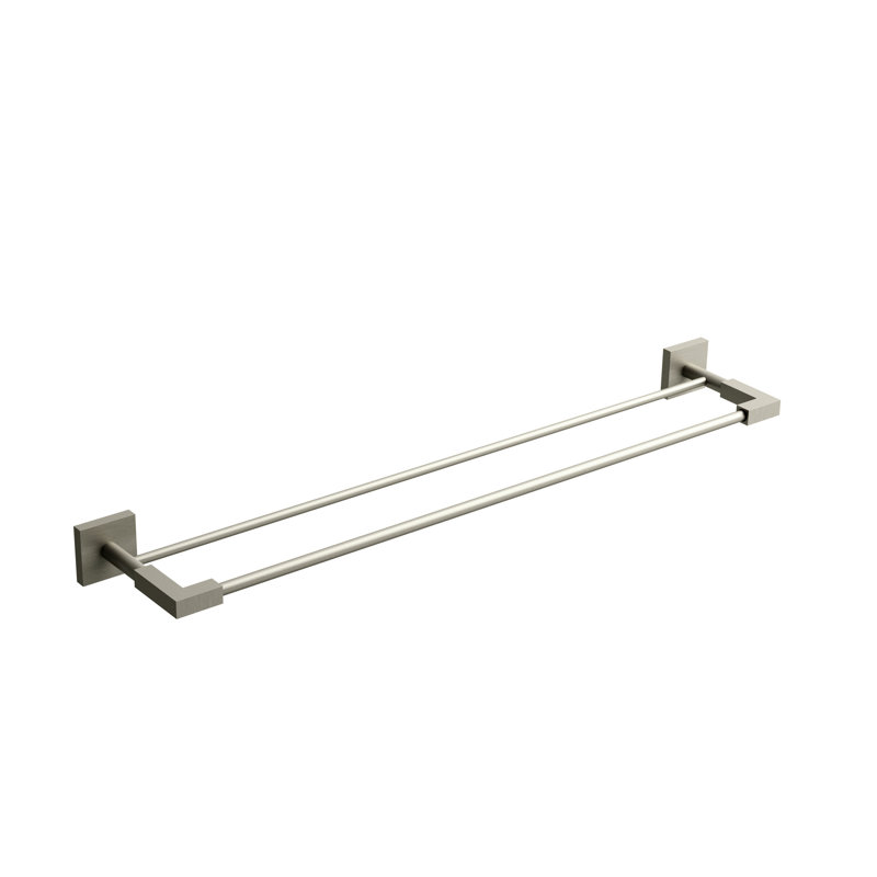 Double barre à serviettes Kubik ™ 24 po, Nickel brossé