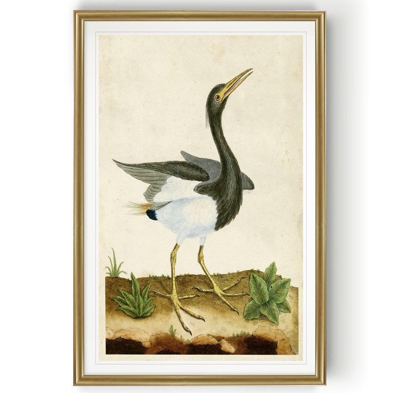 « héron portrait v », reproduction sur toile, H 30,5 po x l 42,5 po x P 1,5 po, Or