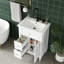 Meuble-lavabo autoportant 24 po blanc avec lavabo en céramique, tiroir ajustable et rangement fermé-1840400421