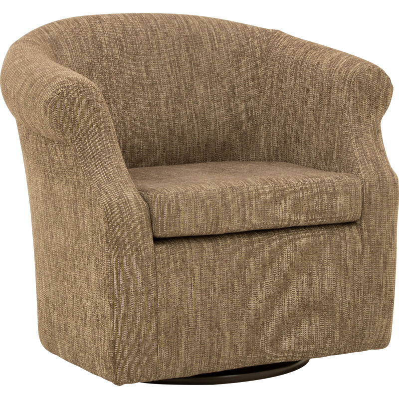 Fauteuil demi-tonneau pivotant l 3,5 po Buril, Mélange de polyester moka Hapden