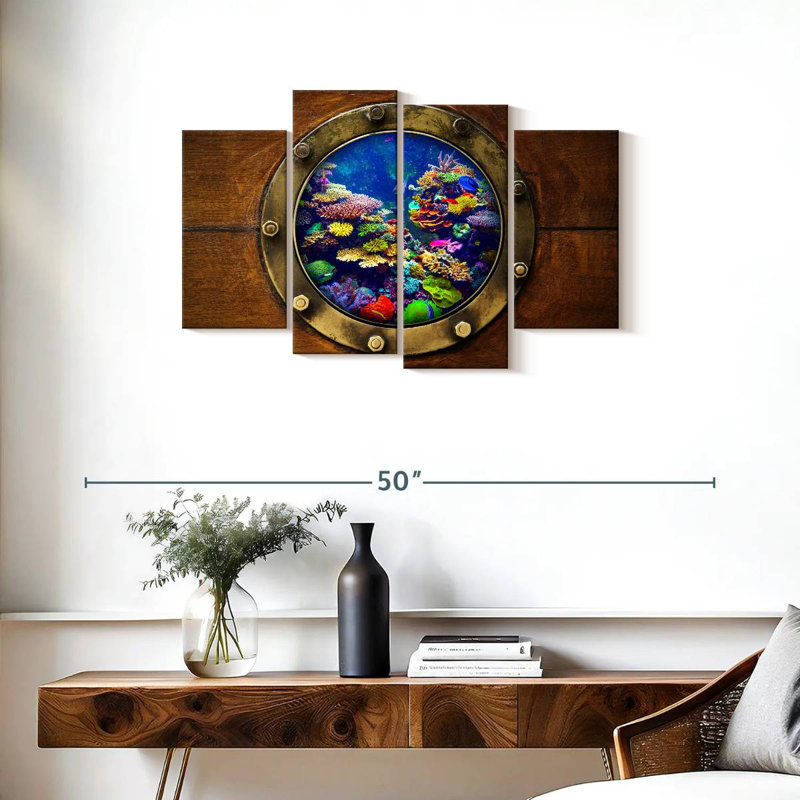 Impression sur toile sous-marine avec hublot sous-marin, H 36 po x l 22 po x P 1 po
