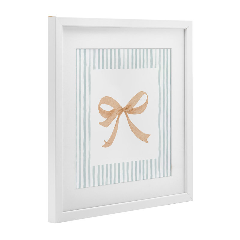 «Chic Bow» avec bordure rayée, reproduction encadrée sous verre, design par Patrick Pino, H 16 po x l 16 po