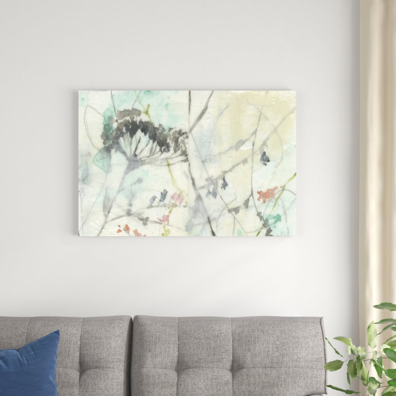«Lacy Overlay I» par Jennifer Goldberger - peinture sur toile tendue, H 24 po x l 36 po x P 1,25 po