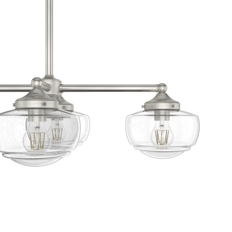 Luminaire suspendu linéaire à 7 lumières pour îlot de cuisine Saddle Creek, Nickel brossé