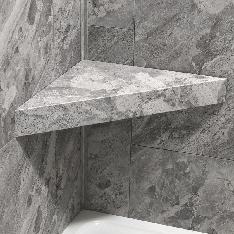 Silver Lake Gray Waterproof PVC Corner Shower Bench