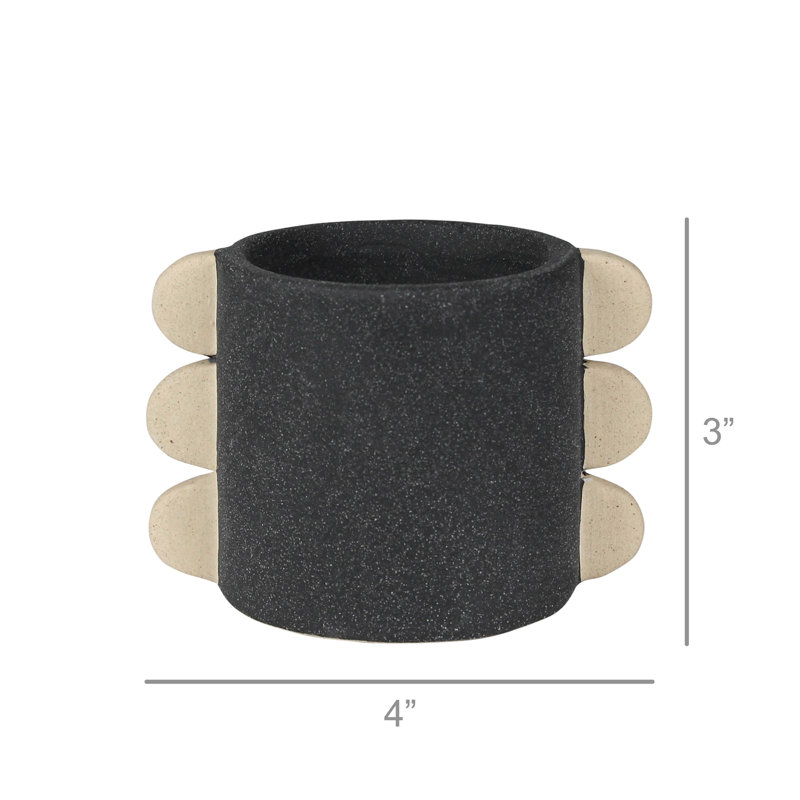 Aralia Ceramic Cachepot, 3" H x 4" W x 3" D