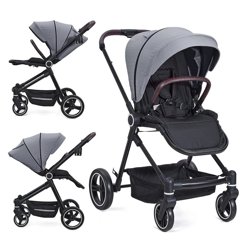 3-in-1 Baby Stroller and Playard with Reversible Seat, One-Hand Fold, Lightweight, Gray